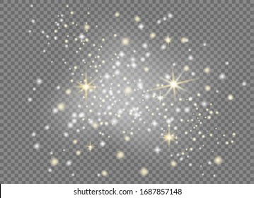 Las estrellas en caída tienen efecto sobre el fondo de cuadros.El oro y la plata brillan estrellas en una nube blanca de polvo.Magníficas partículas de polvo estelar. Explosión en el universo.