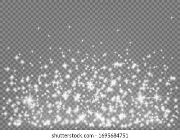 Las estrellas en caída tienen efecto sobre el fondo de cuadros.El oro y la plata brillan estrellas en una nube blanca de polvo.Magníficas partículas de polvo estelar. Explosión en el universo.