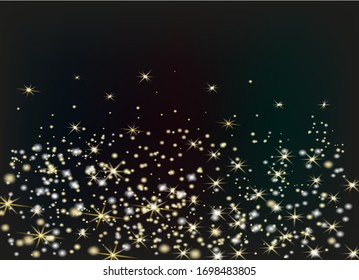 Falling stars effect on checkered background.Gold and silver glittering stars in a white cloud of dust.Sparkling magical stardust  particles.Explosion in the universe.