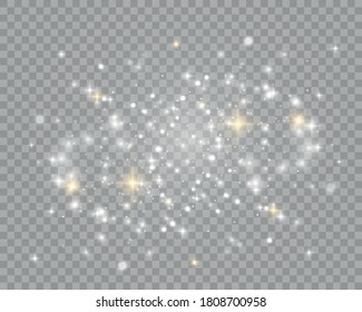 Falling stars effect on checkered background.Gold and silver glittering stars in a white cloud of dust.Sparkling magical stardust particles.Explosion in the universe.