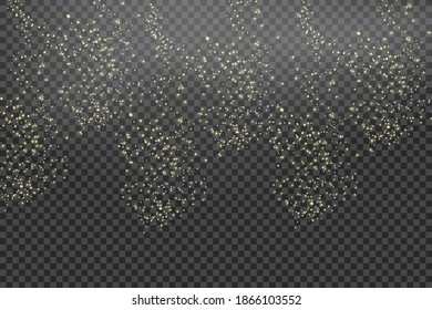 Falling stars effect on checkered background.Gold and silver glittering stars in a white cloud of dust.Sparkling magical stardust  particles.Explosion in the universe.