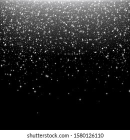 Falling stars effect. Silver stardust. Abstract vector background