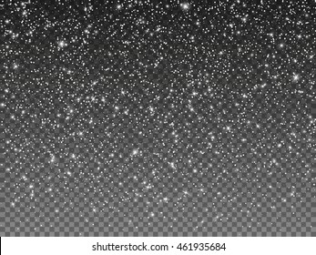 Falling stars effect. Stardust on a transparent background. Vector illustration