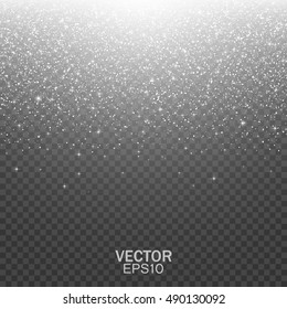 Falling stars effect. Stardust on transparent background. Vector illustration