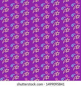 Falling stars, fireworks seamless pattern vector background 