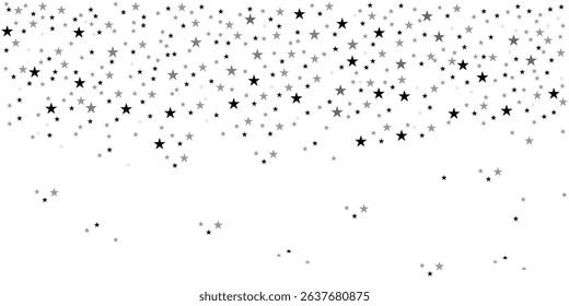 Falling stars. Flying shiny stars. Abstract star of confetti illustration. Black and gray stars scattered.