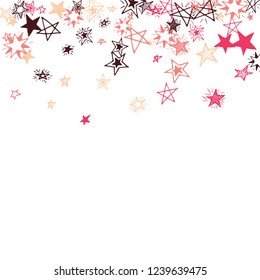 Falling Stars. Hand Drawn Festive Background with Doodle Stars for Print, Cover, Brochure. Bright Starry Pattern with Simple Childish Elements. Trendy Vector Background for Party Decoration.