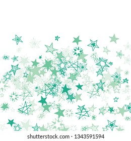 Falling Stars. Hand Drawn Holiday Background with Doodle Stars for Print, Card, Brochure. Bright Starry Pattern with Simple Childish Elements. Pretty Vector Background for Party Decoration.