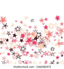 Falling Stars. Hand Drawn New Year Background with Doodle Stars for Print, Cover, Brochure. Bright Starry Pattern with Simple Childish Elements. Pretty Vector Background for Party Decoration.