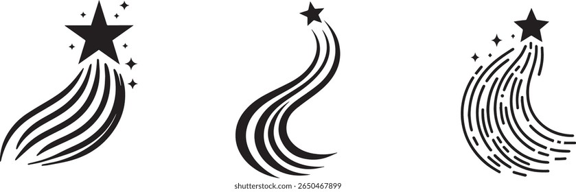 falling stars icon isolated on white back