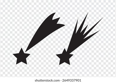 Falling stars icon set. Falling meteorites with different tails. Star collection. Illustration vector graphic of, set icon shooting star perfect for logo design. 