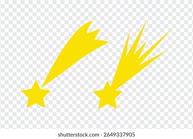 Falling stars icon set. Falling meteorites with different tails. Star collection. Illustration vector graphic of, set icon shooting star perfect for logo design. 