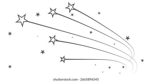 Falling stars icon set. Falling meteorites with different tails. Star collection. Illustration vector graphic of, set icon shooting star perfect for logo design.