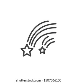 Falling Stars line icon. linear style sign for mobile concept and web design. Starfall outline vector icon. Symbol, logo illustration. Vector graphics
