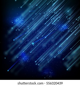 Falling stars, meteors or comets. Starry night sky background. Falling meteor on background night sky, falling asteroids. EPS 10 vector file included