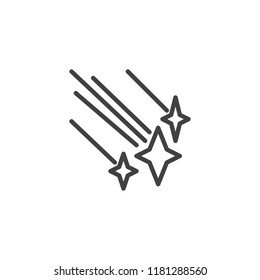 Falling stars outline icon. linear style sign for mobile concept and web design. Starfall simple line vector icon. Symbol, logo illustration. Pixel perfect vector graphics