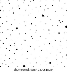 Falling stars seamless pattern. Scandinavian vector texture with random stars. Illustration of falling star, cosmic monochrome repetition stars