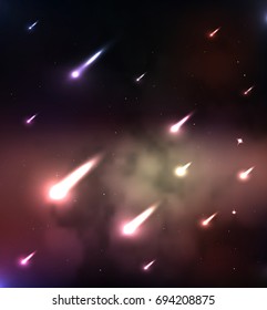 Falling stars. Space background vector illustration