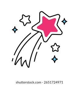 Falling Stars Vector Filled outline illustration style icon. EPS 10 file