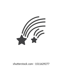 Falling Stars vector icon. filled flat sign for mobile concept and web design. Starfall glyph icon. Symbol, logo illustration. Vector graphics