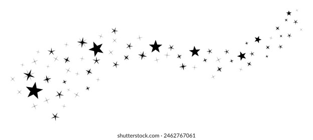 Ilustración vectorial de estrellas caídas aisladas sobre fondo blanco.