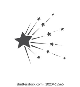 Falling stars vector set with different tails. Shooting star isolated from background. Icons of meteorites and comets. Graphic illustration for web design