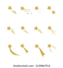 Falling stars vector set Icons of meteorites and comets new vector illustration design isolated