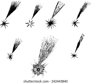 Falling stars. Vector set in style grunge