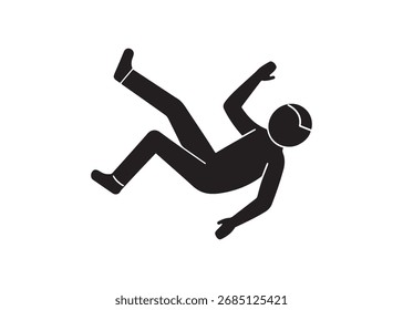 Falling stick figure isolated on white background	