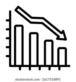 Falling Stock Market Chart Vector Line Icon Design