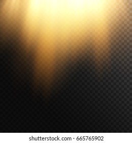 Falling sun rays. Light effect. Warm effect. Sunny weather.