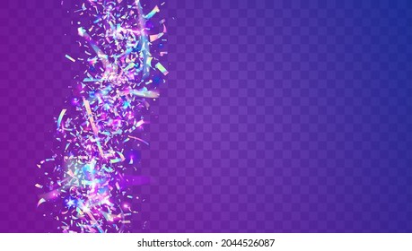 Falling Texture. Bright Foil. Carnival Background. Glitter Art. Party Burst. Blue Metal Glare. Rainbow Tinsel. Disco Colorful Serpentine. Violet Falling Texture