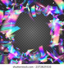 Falling Texture. Festive Art. Retro Element. Pink Shiny Tinsel. Bright Foil. Light Effect. Party Colorful Gradient. Carnival Sparkles. Purple Falling Texture