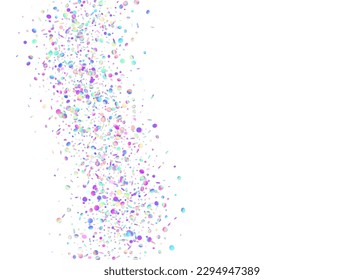Falling Texture. Holiday Art. Birthday Sparkles. Party Celebrate Backdrop. Hologram Background. Bright Foil. Blue Disco Glitter. Retro Banner. Purple Falling Texture