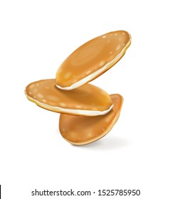 Falling three Pancake vector illustration