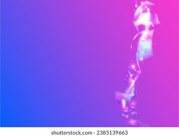 Falling Tinsel. Holographic Sparkles. Violet Party Effect. Shiny Multicolor Gradient. Fiesta Foil. Blur Flyer. Transparent Confetti. Holiday Art. Pink Falling Tinsel