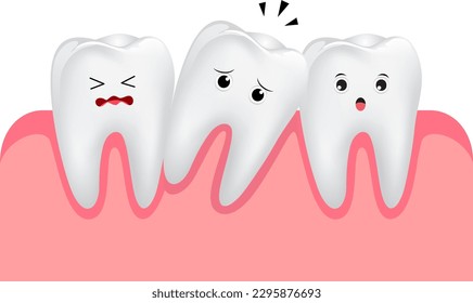 falling tooth, impact tooth. Dental care concept, illustration.