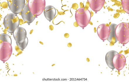 Falling from the top a lot of coins on a transparent background