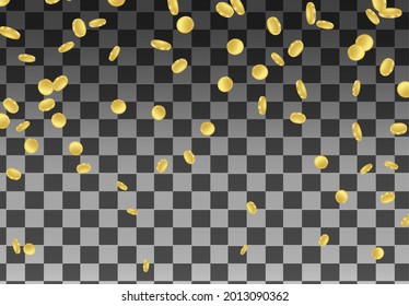 Desde arriba muchas monedas en un fondo transparente