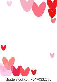  Falling transparent hearts confetti on subtle background.  Heart shaped confetti. 