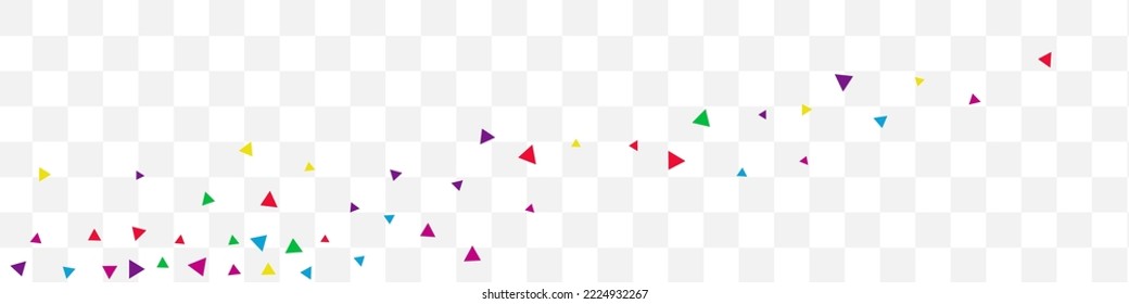 Falling Triangle Christmas Vector Transparent Panoramic Background. Decoration Confetti Illustration. Invitation Elements Design. Rainbow Shapes Festive Invitation.