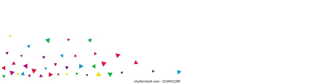 Falling Triangle Christmas Vector White Panoramic Background. Effect Elements Illustration. Decoration Geometric Pattern. Rainbow Confetti Invitation Banner.