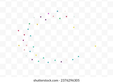 Falling Triangle Effect Vector Transparent Background. Decoration Confetti Design. Top Shapes Wallpaper. Rainbow Geometric Celebrate Pattern.