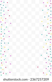 Falling Triangle Flying Vector Transparent Background. Invitation Elements Wallpaper. Fun Confetti Invitation. Rainbow Shapes Decoration Illustration.