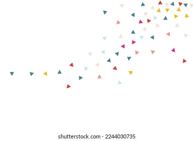 Falling Triangle Invitation Vector White Background. Top Confetti Background. Celebrate Geometric Backdrop. Happy Shapes Festival Texture.