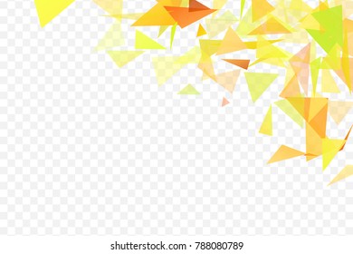 Falling triangles, random geometric elements isolated on transparent background.