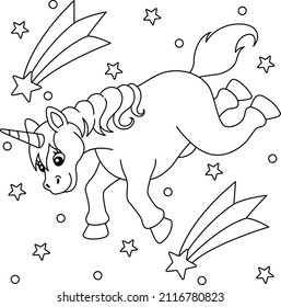 Caída De Unicornio Y Grabación De La Página De Colores De Estrellas