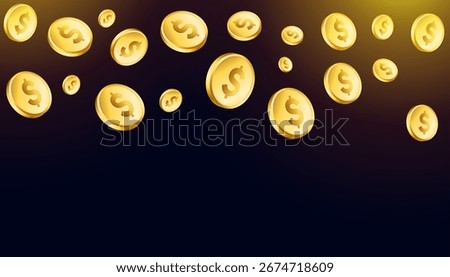 falling USD currency dollar golden coin sign design vector