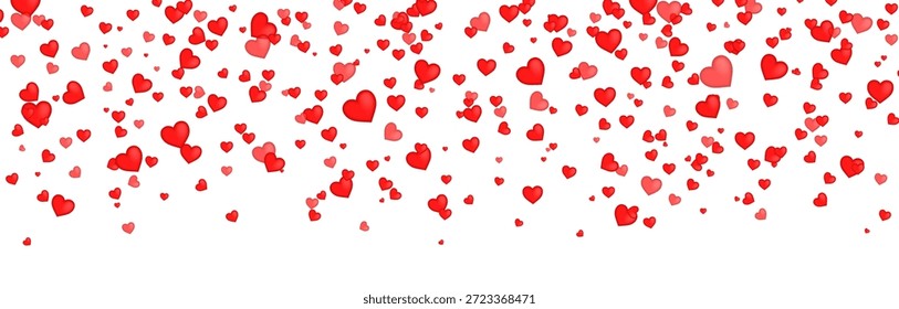 Elementos de San Valentín que caen con acentos románticos y de corazón. Confeti, mariposas y detalles coloridos sobre un fondo romántico transparente.
