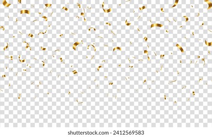 Falling vector confetti on a transparent background. celebration, greeting illustration in flat simple cartoon style with fun explosion. birthday, party, holiday, Celebration background,
